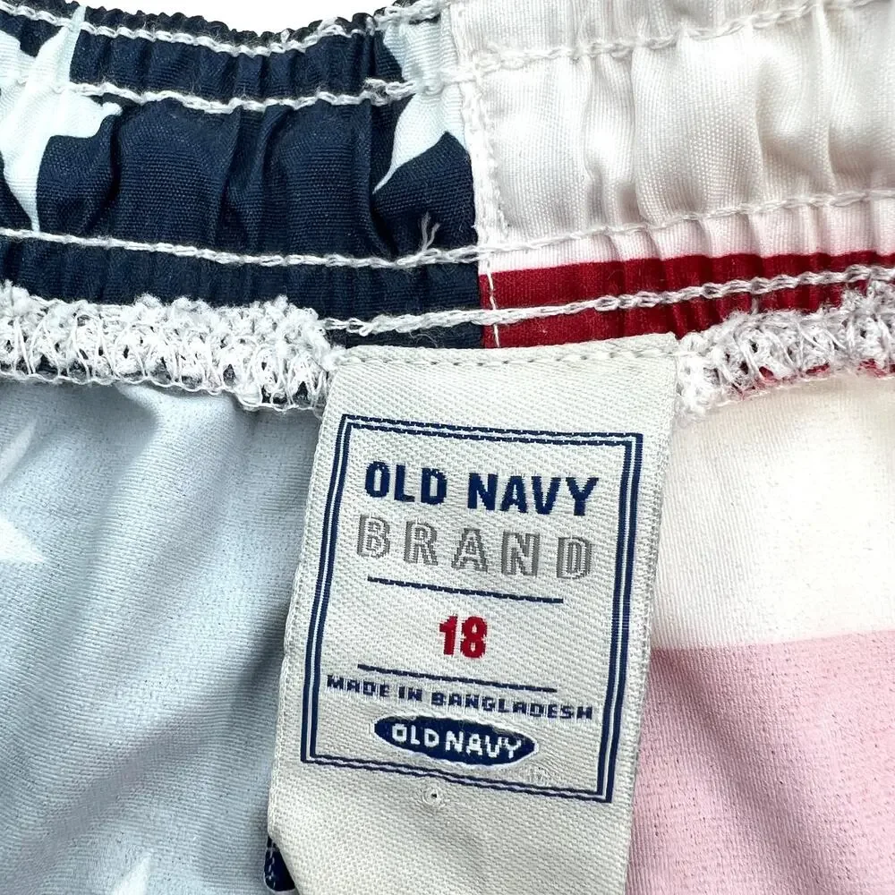 Old Navy Youth Patriotic Flag Board Shorts Youth Size 18 Preowned Unlined
